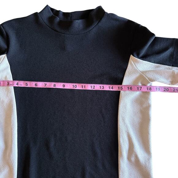 Zara Colorblock Mock Neck Short Sleeve Top Black White Size S - Picture 3 of 5